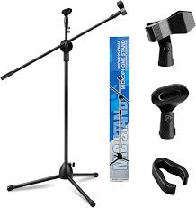 Folding Microphone Stand with Two Clips for Stage and Outdoor Events